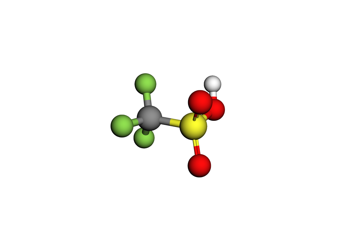 Estructura 3D de ácido trifluorometanosulfónico